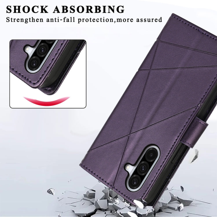 For Samsung Galaxy A36 PU Genuine Leather Texture Embossed Line Phone Case