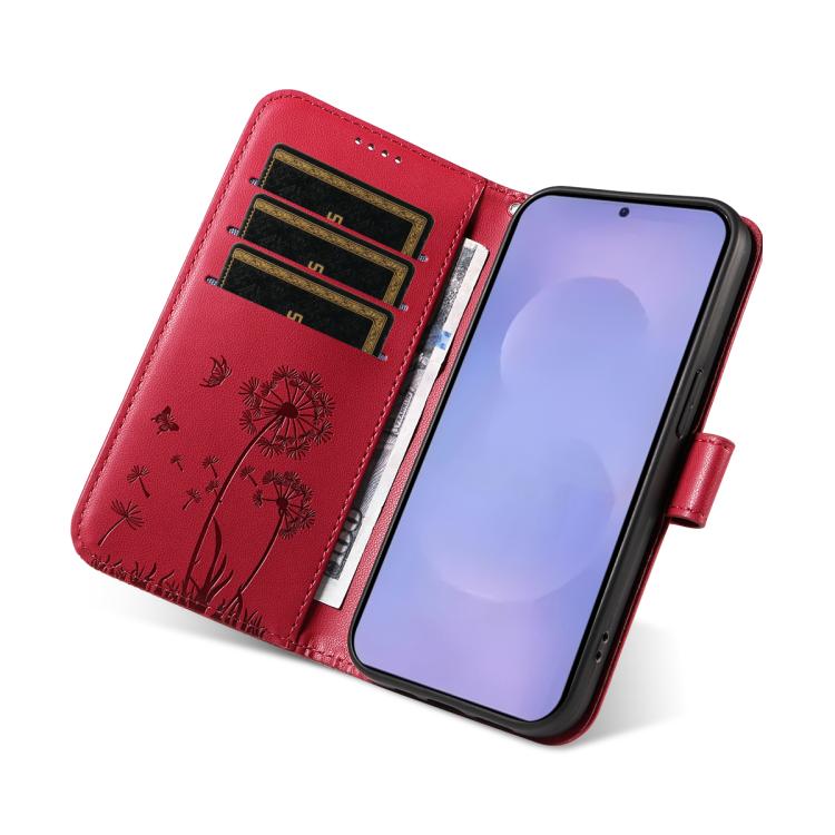 For Samsung Galaxy S26 5G Dandelion Embossed Pattern Flip Leather Phone Case