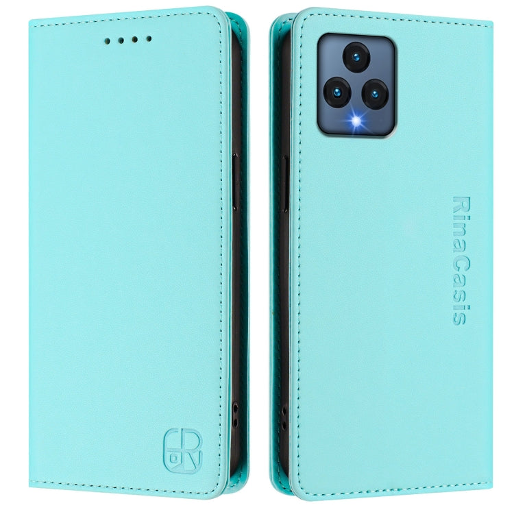 For T-Mobile Revvl 6 5G / 6X 5G RC01 Dual-Folded Magnetic Suction RFID Leather Phone Case