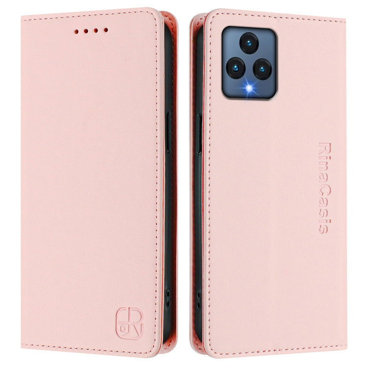 For T-Mobile Revvl 6 5G / 6X 5G RC01 Dual-Folded Magnetic Suction RFID Leather Phone Case