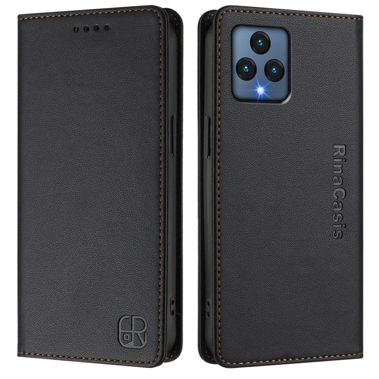 For T-Mobile Revvl 6 5G / 6X 5G RC01 Dual-Folded Magnetic Suction RFID Leather Phone Case