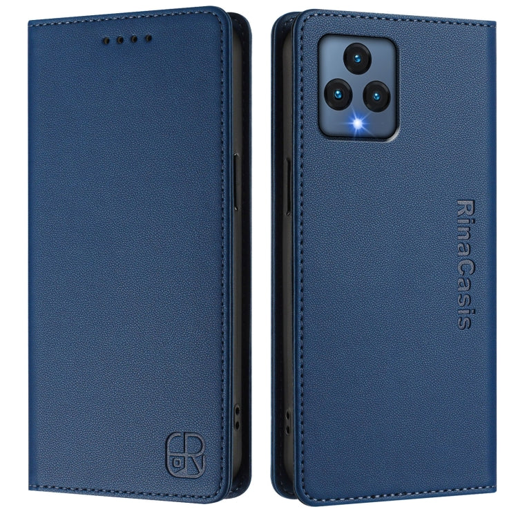For T-Mobile Revvl 6 5G / 6X 5G RC01 Dual-Folded Magnetic Suction RFID Leather Phone Case
