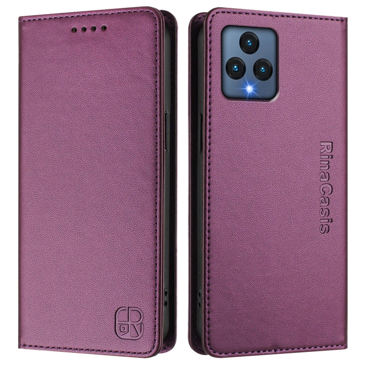 For T-Mobile Revvl 6 5G / 6X 5G RC01 Dual-Folded Magnetic Suction RFID Leather Phone Case
