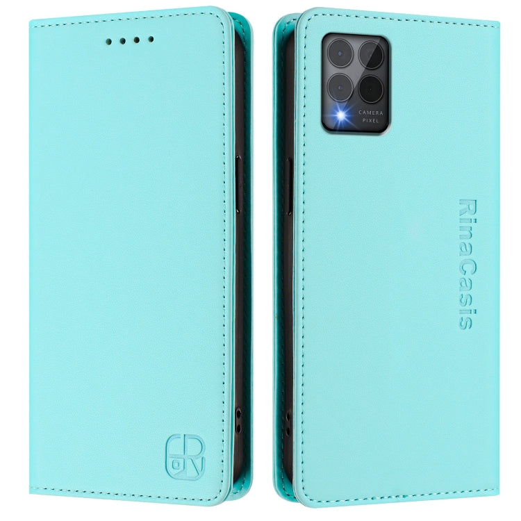 For T-Mobile Revvl 6 Pro / 6X Pro 5G RC01 Dual-Folded Magnetic Suction RFID Leather Phone Case