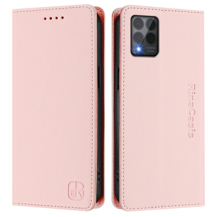 For T-Mobile Revvl 6 Pro / 6X Pro 5G RC01 Dual-Folded Magnetic Suction RFID Leather Phone Case