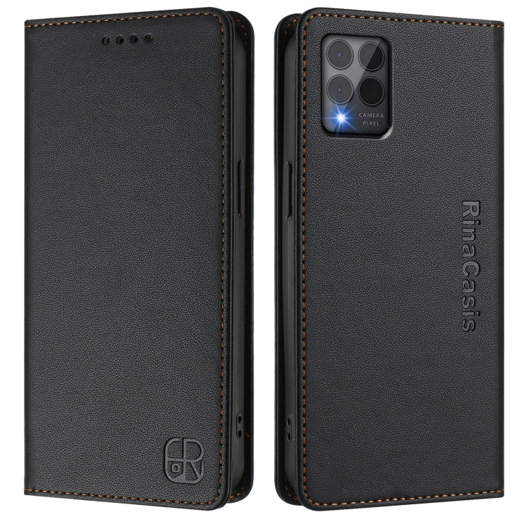 For T-Mobile Revvl 6 Pro / 6X Pro 5G RC01 Dual-Folded Magnetic Suction RFID Leather Phone Case