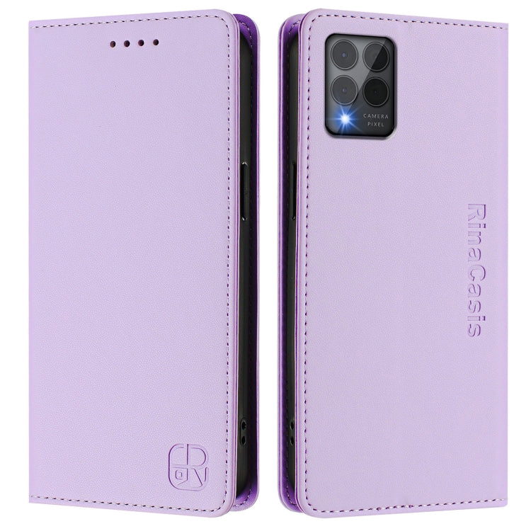 For T-Mobile Revvl 6 Pro / 6X Pro 5G RC01 Dual-Folded Magnetic Suction RFID Leather Phone Case