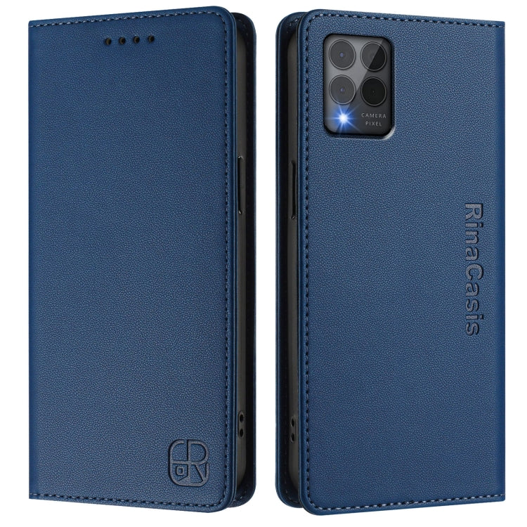 For T-Mobile Revvl 6 Pro / 6X Pro 5G RC01 Dual-Folded Magnetic Suction RFID Leather Phone Case
