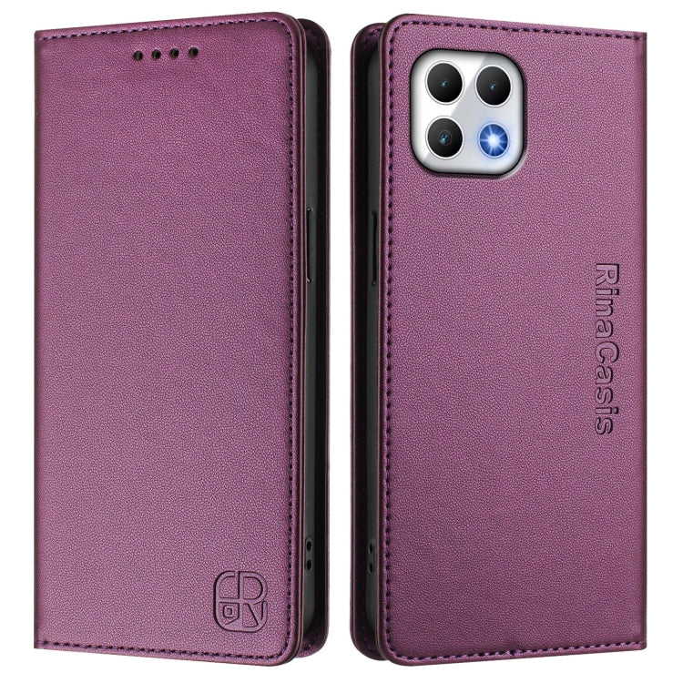 For T-Mobile Revvl 7 5G RC01 Dual-Folded Magnetic Suction RFID Leather Phone Case