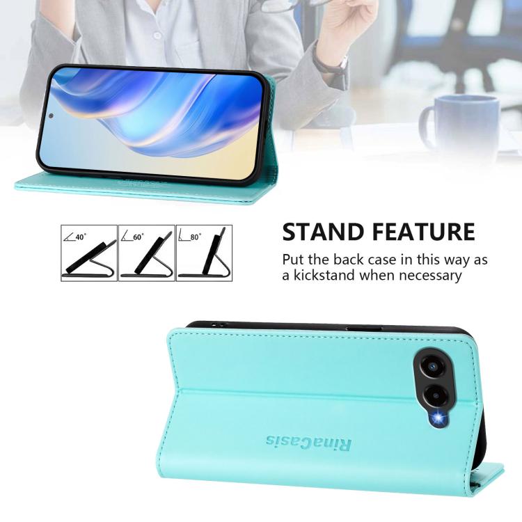 For T-Mobile REVVL 8 5G / T Phone 3 RC01 Dual-Folded Magnetic Suction RFID Leather Phone Case