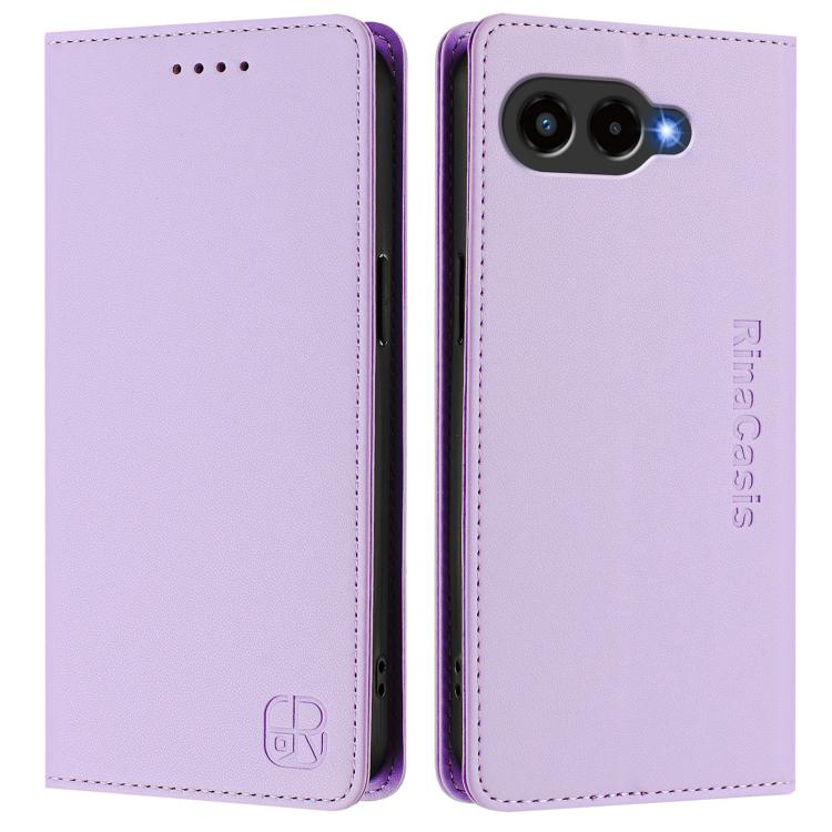 For T-Mobile REVVL 8 5G / T Phone 3 RC01 Dual-Folded Magnetic Suction RFID Leather Phone Case