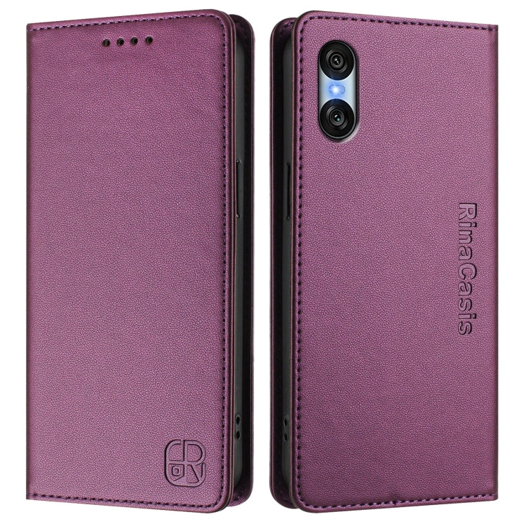 For Sony Xperia 10 VI 2024 RC01 Dual-Folded Magnetic Suction RFID Leather Phone Case