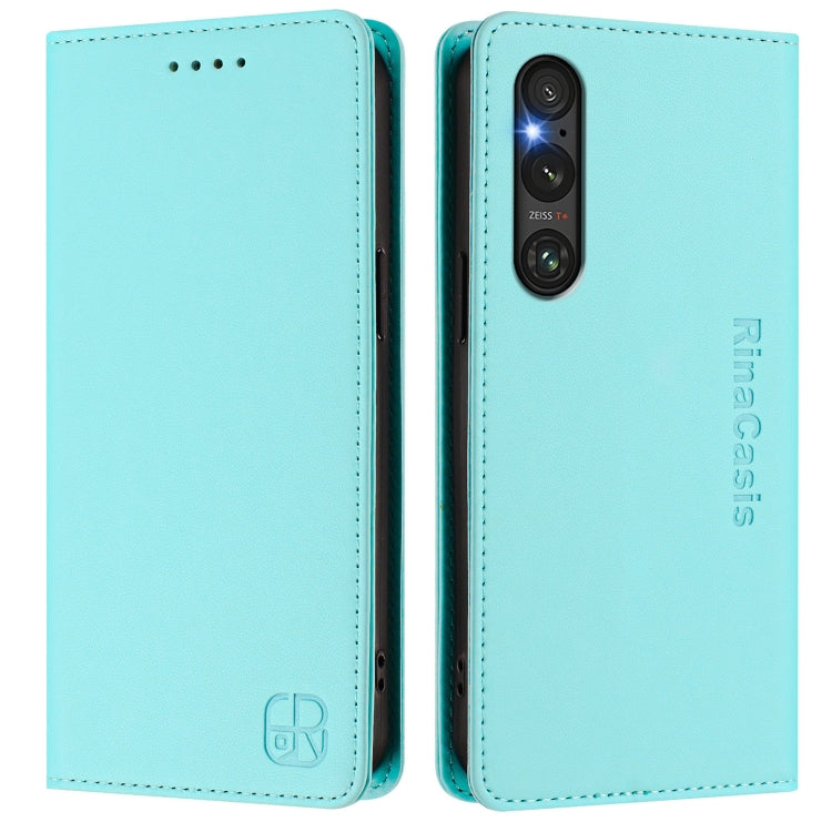 For Sony Xperia 1 V 2023 RC01 Dual-Folded Magnetic Suction RFID Leather Phone Case