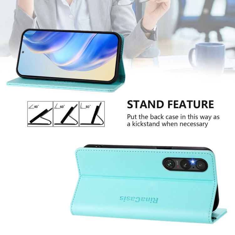 For Sony Xperia 1 V 2023 RC01 Dual-Folded Magnetic Suction RFID Leather Phone Case