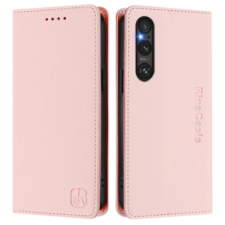 For Sony Xperia 1 V 2023 RC01 Dual-Folded Magnetic Suction RFID Leather Phone Case