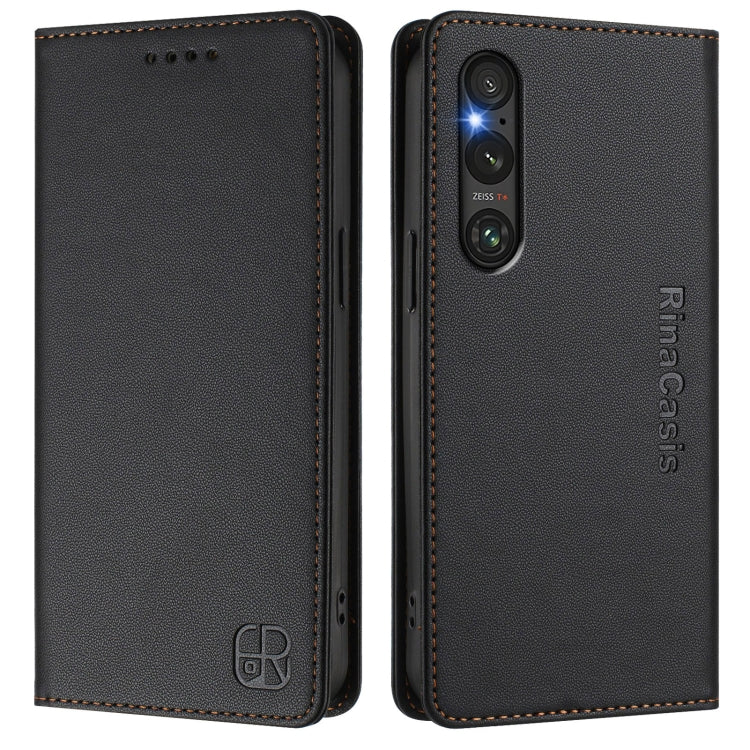For Sony Xperia 1 V 2023 RC01 Dual-Folded Magnetic Suction RFID Leather Phone Case