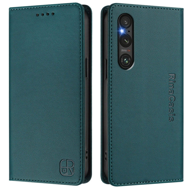 For Sony Xperia 1 V 2023 RC01 Dual-Folded Magnetic Suction RFID Leather Phone Case