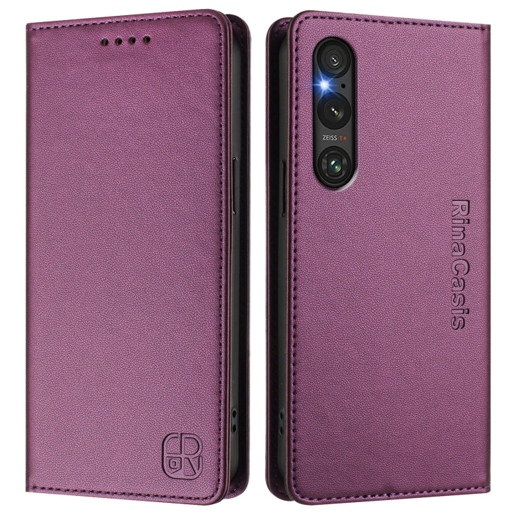 For Sony Xperia 1 V 2023 RC01 Dual-Folded Magnetic Suction RFID Leather Phone Case