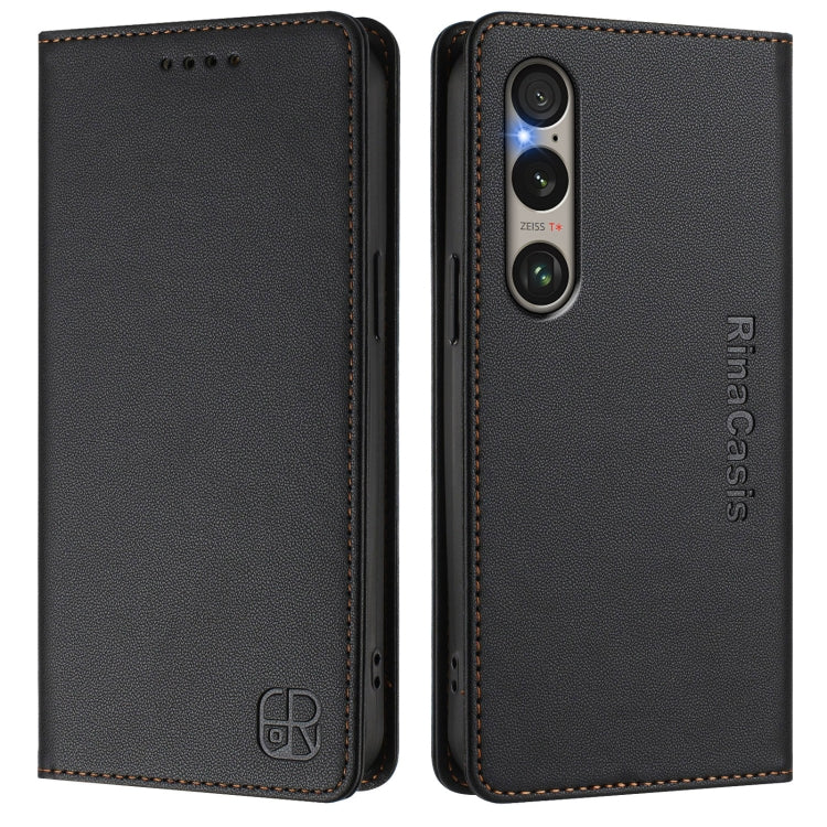 For Sony Xperia 1 VI 2024 RC01 Dual-Folded Magnetic Suction RFID Leather Phone Case