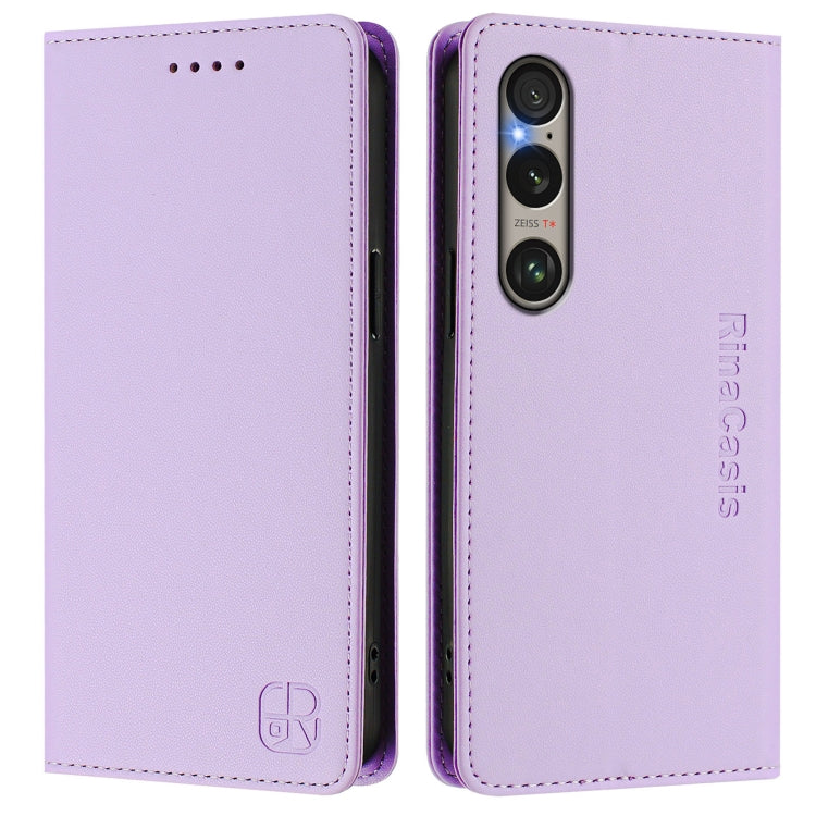 For Sony Xperia 1 VI 2024 RC01 Dual-Folded Magnetic Suction RFID Leather Phone Case