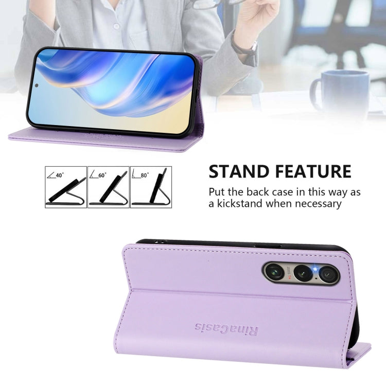 For Sony Xperia 1 VI 2024 RC01 Dual-Folded Magnetic Suction RFID Leather Phone Case