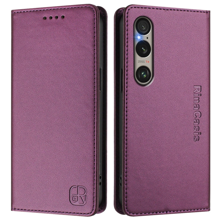 For Sony Xperia 1 VI 2024 RC01 Dual-Folded Magnetic Suction RFID Leather Phone Case