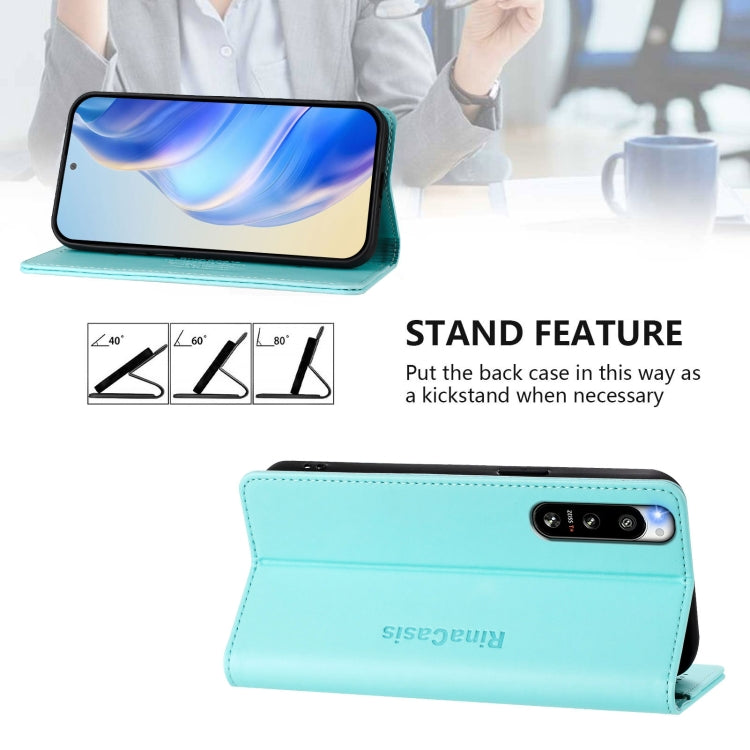 For Sony Xperia 5 IV RC01 Dual-Folded Magnetic Suction RFID Leather Phone Case