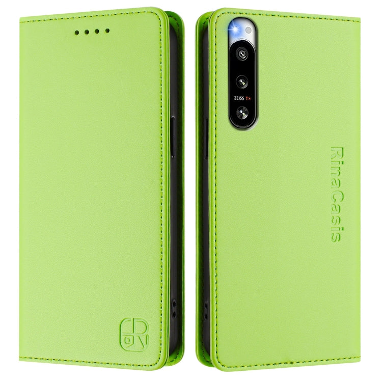 For Sony Xperia 5 IV RC01 Dual-Folded Magnetic Suction RFID Leather Phone Case