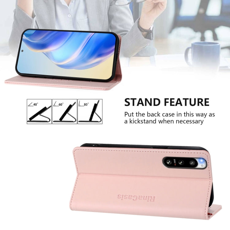 For Sony Xperia 5 IV RC01 Dual-Folded Magnetic Suction RFID Leather Phone Case