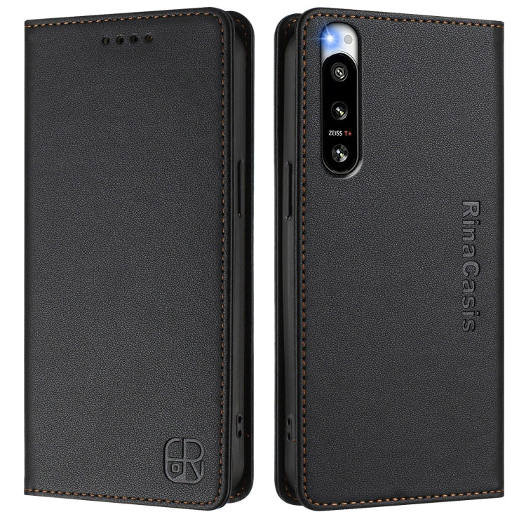For Sony Xperia 5 IV RC01 Dual-Folded Magnetic Suction RFID Leather Phone Case