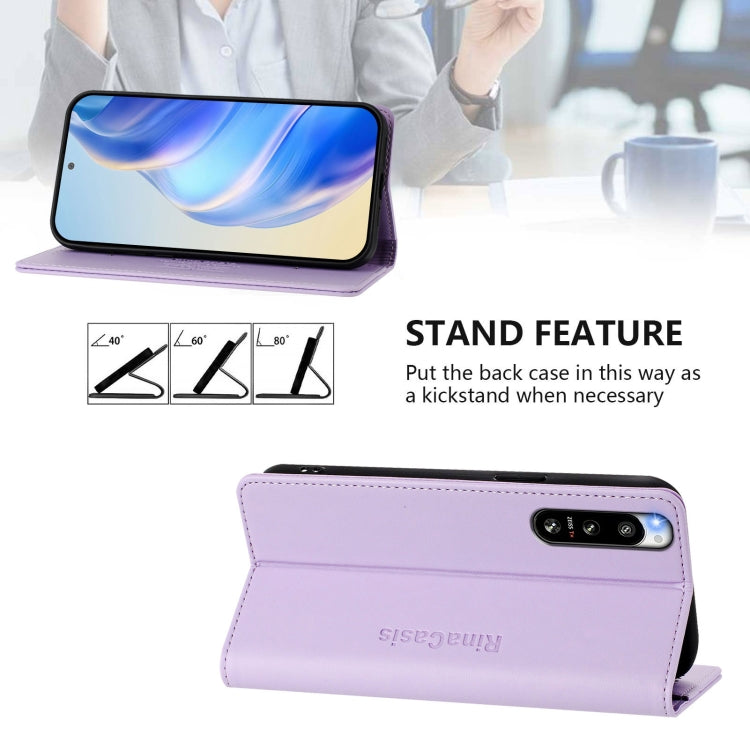 For Sony Xperia 5 IV RC01 Dual-Folded Magnetic Suction RFID Leather Phone Case