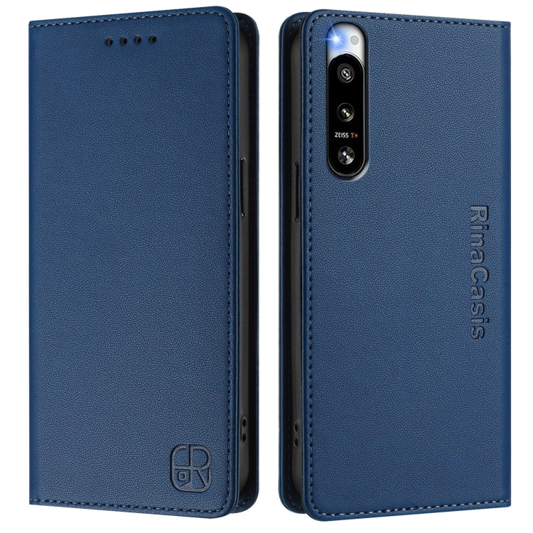 For Sony Xperia 5 IV RC01 Dual-Folded Magnetic Suction RFID Leather Phone Case