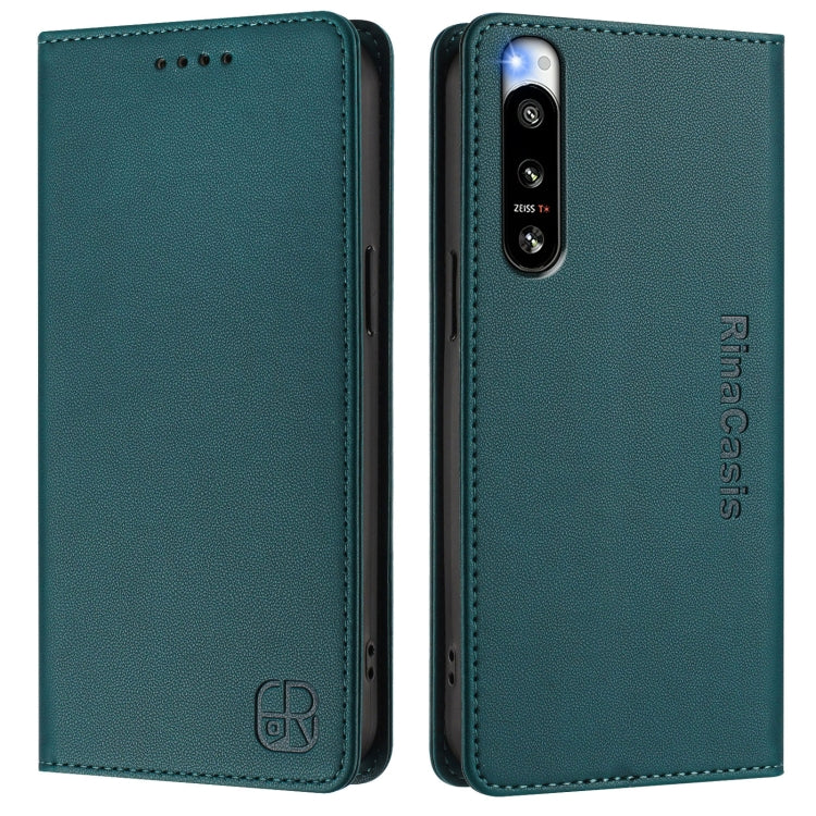 For Sony Xperia 5 IV RC01 Dual-Folded Magnetic Suction RFID Leather Phone Case