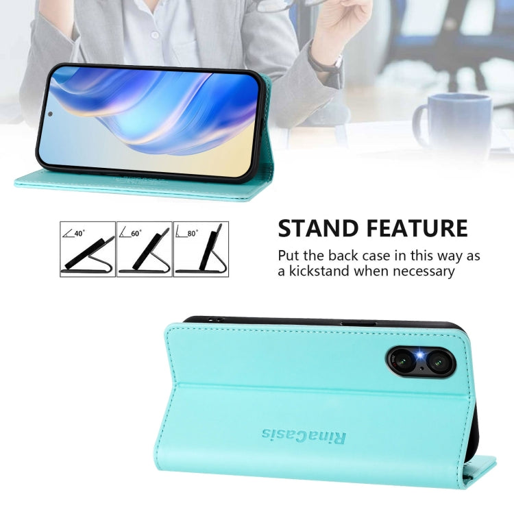 For Sony Xperia 5 V RC01 Dual-Folded Magnetic Suction RFID Leather Phone Case