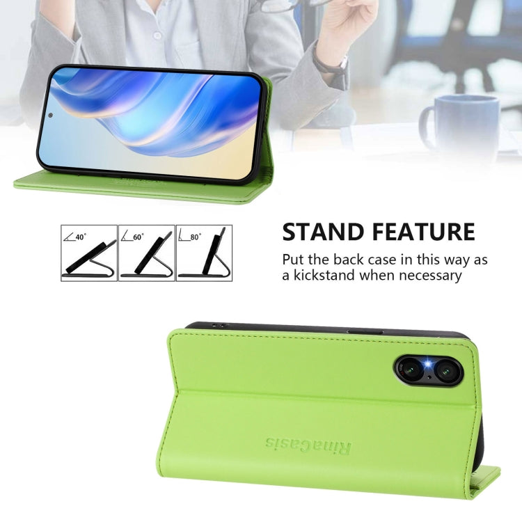 For Sony Xperia 5 V RC01 Dual-Folded Magnetic Suction RFID Leather Phone Case
