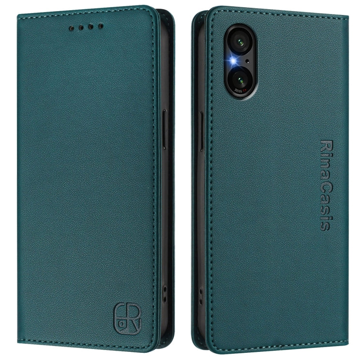 For Sony Xperia 5 V RC01 Dual-Folded Magnetic Suction RFID Leather Phone Case
