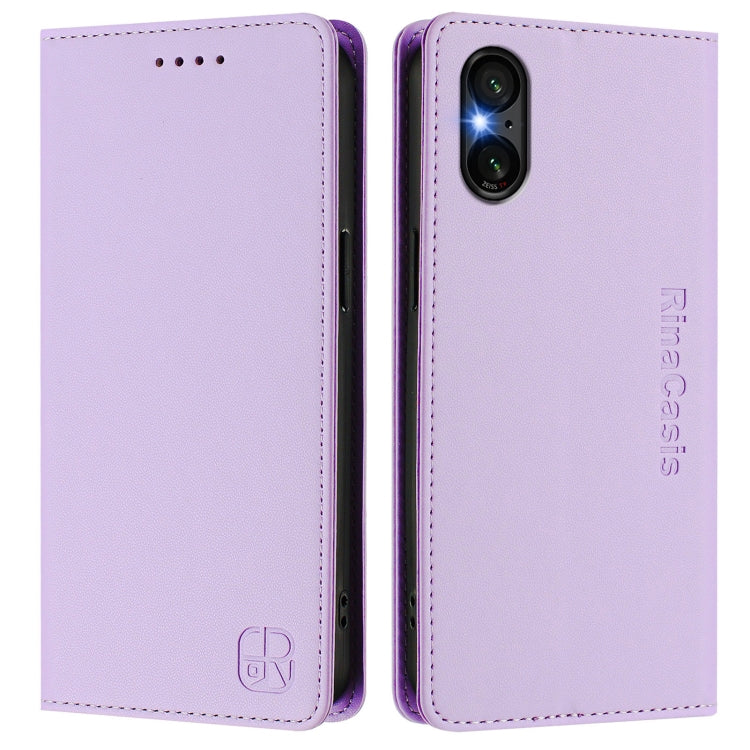 For Sony Xperia 5 VI 2024 RC01 Dual-Folded Magnetic Suction RFID Leather Phone Case