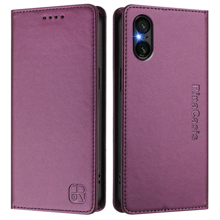 For Sony Xperia 5 VI 2024 RC01 Dual-Folded Magnetic Suction RFID Leather Phone Case