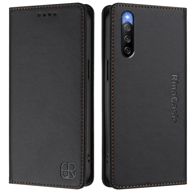 For Sony Xperia 10 IV RC01 Dual-Folded Magnetic Suction RFID Leather Phone Case