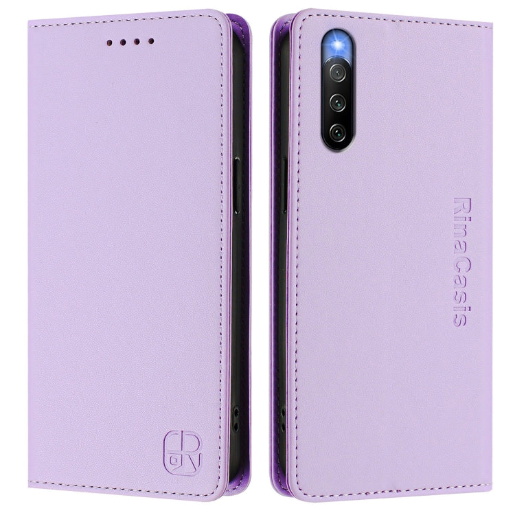 For Sony Xperia 10 IV RC01 Dual-Folded Magnetic Suction RFID Leather Phone Case