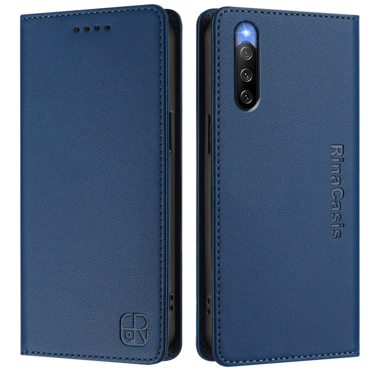 For Sony Xperia 10 IV RC01 Dual-Folded Magnetic Suction RFID Leather Phone Case