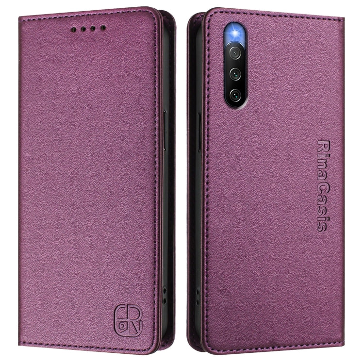 For Sony Xperia 10 IV RC01 Dual-Folded Magnetic Suction RFID Leather Phone Case