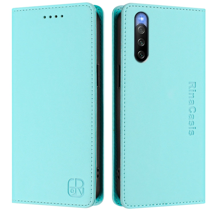 For Sony Xperia 10 V 2023 RC01 Dual-Folded Magnetic Suction RFID Leather Phone Case