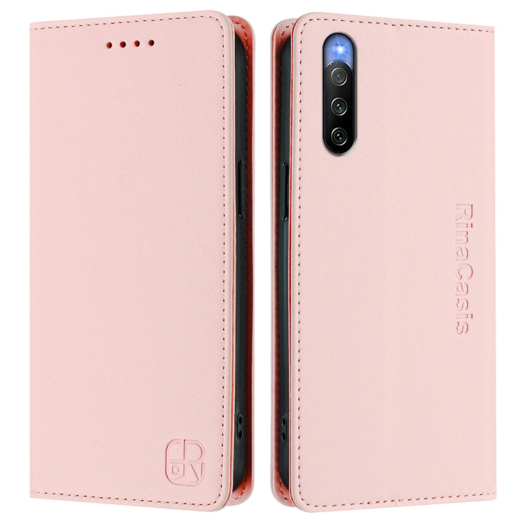 For Sony Xperia 10 V 2023 RC01 Dual-Folded Magnetic Suction RFID Leather Phone Case