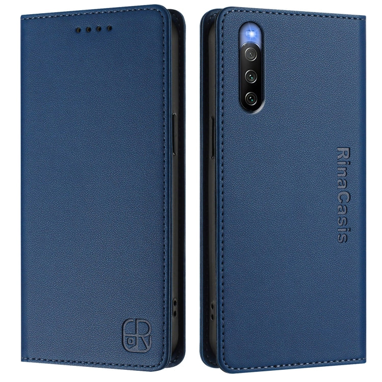 For Sony Xperia 10 V 2023 RC01 Dual-Folded Magnetic Suction RFID Leather Phone Case