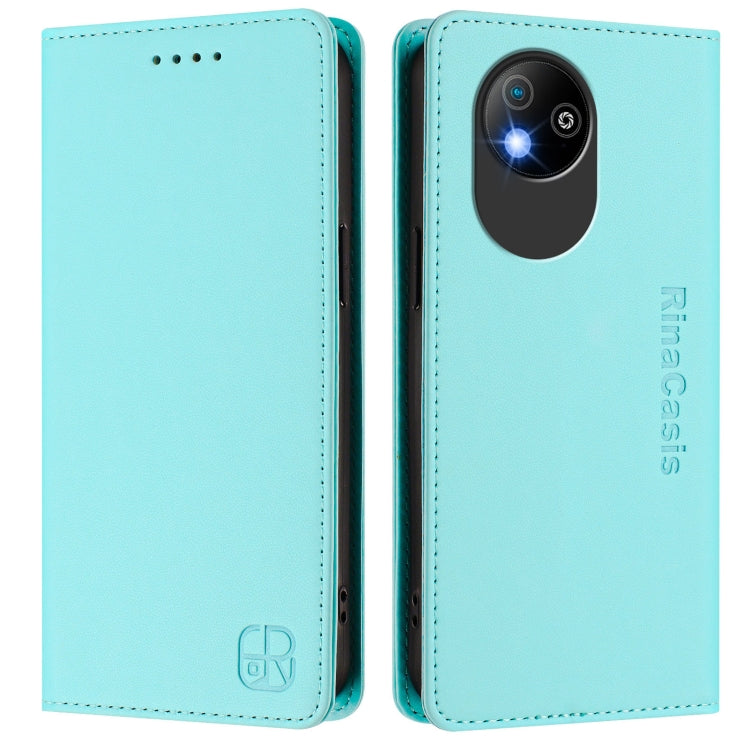 For ZTE Blade A35 Lite / A35 Core RC01 Dual-Folded Magnetic Suction RFID Leather Phone Case