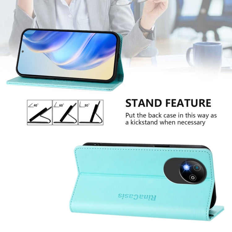 For ZTE Blade A35 Lite / A35 Core RC01 Dual-Folded Magnetic Suction RFID Leather Phone Case