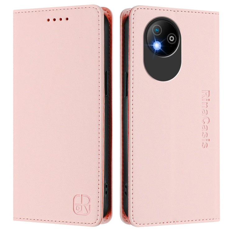 For ZTE Blade A35 Lite / A35 Core RC01 Dual-Folded Magnetic Suction RFID Leather Phone Case