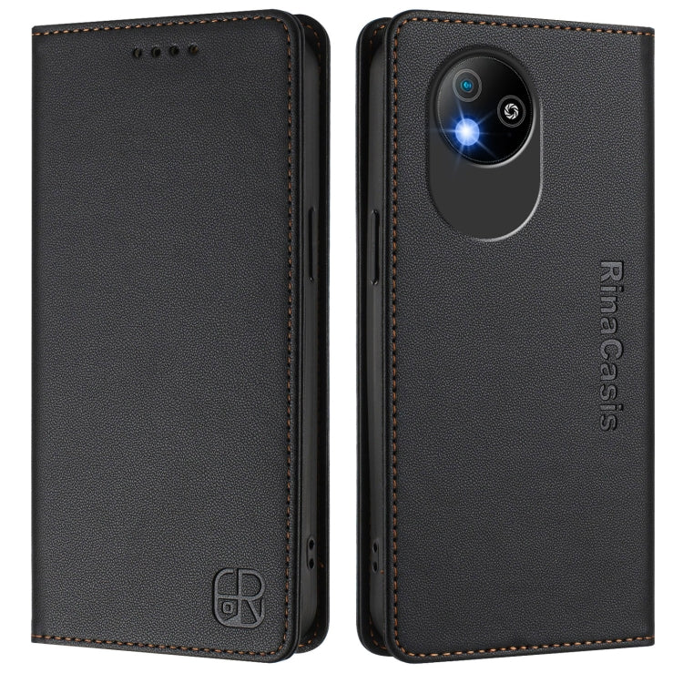 For ZTE Blade A35 Lite / A35 Core RC01 Dual-Folded Magnetic Suction RFID Leather Phone Case
