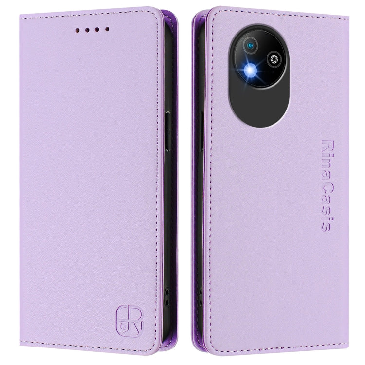 For ZTE Blade A35 Lite / A35 Core RC01 Dual-Folded Magnetic Suction RFID Leather Phone Case